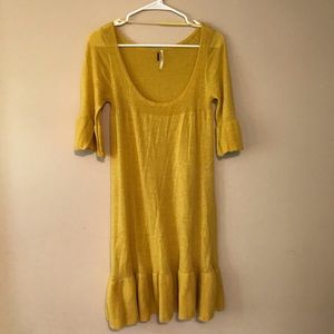 Free People / Wool bell sleeve mustard dress